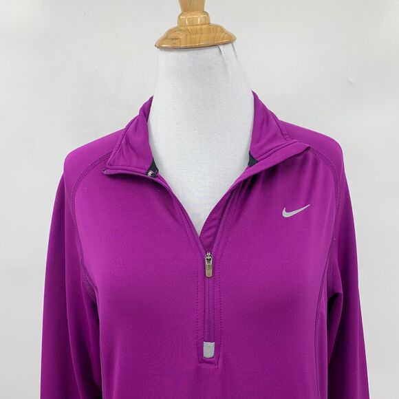 Nike Sweatshirt Womens S Small Violet Dri Fit Half Zip Stay Warm Running Shirt - Picture 3 of 12